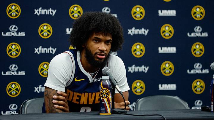 Sep 28, 2026; Denver, CO, USA; Denver Nuggets forward Marvin Bagley III (3) during media day at Ball Arena. Mandatory Credit: Isaiah J. Downing-Imagn Images