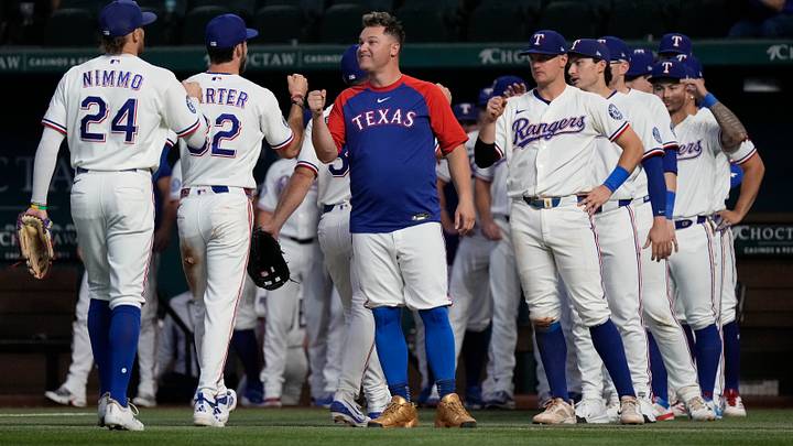 Texas Rangers first baseman Joc Pederson. Texas Rangers first baseman Joc Pederson.