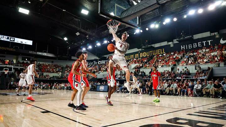 Alabama forward Drew Fielder (8) in action against Ole Miss at Boutwell Auditorium in Birmingham, AL on Thursday, Oct 15, 2026. Alabama forward Drew Fielder (8) in action against Ole Miss at Boutwell Auditorium in Birmingham, AL on Thursday, Oct 15, 2026.