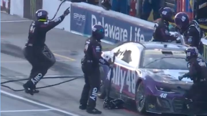 Alex Bowman's pit crew made multiple errors during a pit stop at NASCAR's Cook Out Southern 500.