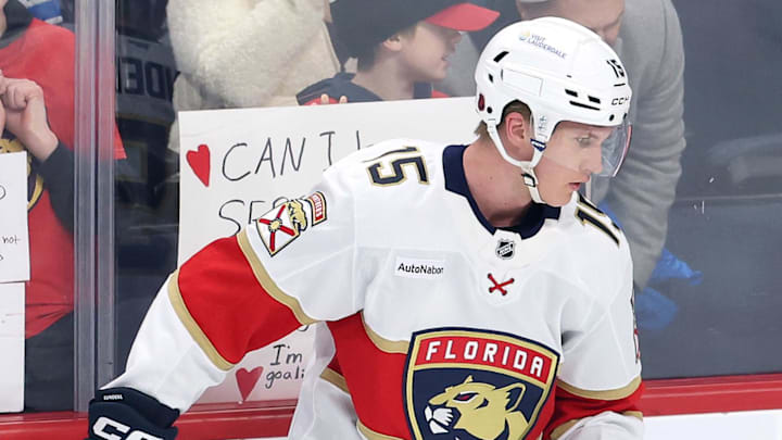 Jan 22, 2026; Winnipeg, Manitoba, CAN; Florida Panthers center Anton Lundell (15) puck juggles before a game against the Winnipeg Jets at Canada Life Centre. Mandatory Credit: James Carey Lauder-Imagn Images Jan 22, 2026; Winnipeg, Manitoba, CAN; Florida Panthers center Anton Lundell (15) puck juggles before a game against the Winnipeg Jets at Canada Life Centre. Mandatory Credit: James Carey Lauder-Imagn Images