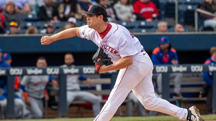 Worcester starting pitcher Robert Stock throws against Syracuse on opening day at Polar Park. Worcester starting pitcher Robert Stock throws against Syracuse on opening day at Polar Park.