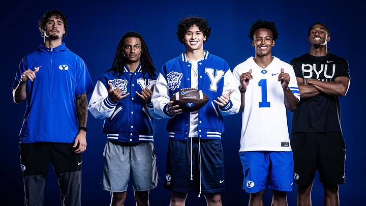 BYU wide receiver target Blake Wong with BYU wide receivers on his BYU official visit