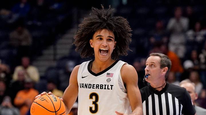 Vanderbilt guard Tyler Tanner (3) celebrates defeating Tennessee in a SEC tournament quarterfinal game at Bridgestone Arena in Nashville, Tenn., Friday, March 13, 2026. Vanderbilt guard Tyler Tanner (3) celebrates defeating Tennessee in a SEC tournament quarterfinal game at Bridgestone Arena in Nashville, Tenn., Friday, March 13, 2026.