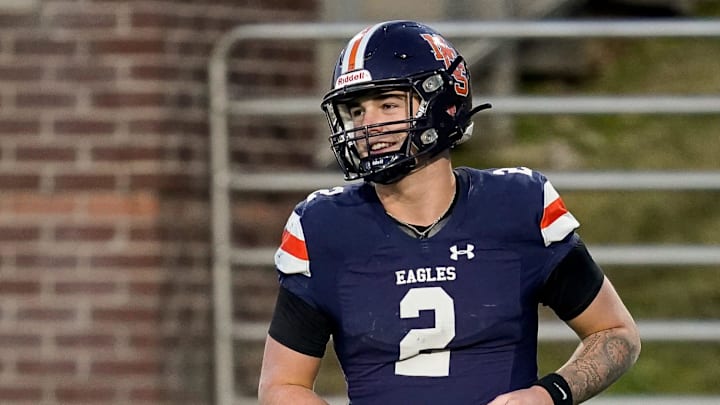 Nashville Christian's Jared Curtis smiles after scoring a touchdown against Columbia Academy during the fourth quarter of the Division II-A championship game at Finley Stadium in Chattanooga, Tenn., Thursday, Dec. 5, 2024.