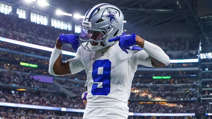 Dallas Cowboys wide receiver KaVontae Turpin reacts after scoring a touchdown during the second half against the Baltimore Ravens.