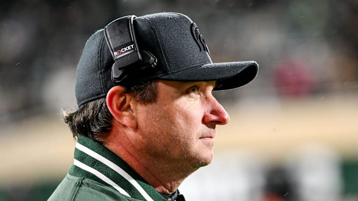 Michigan State's head coach Jonathan Smith looks on during the third quarter in the game against Purdue on Friday, Nov. 22, 2024, at Spartan Stadium in East Lansing.
