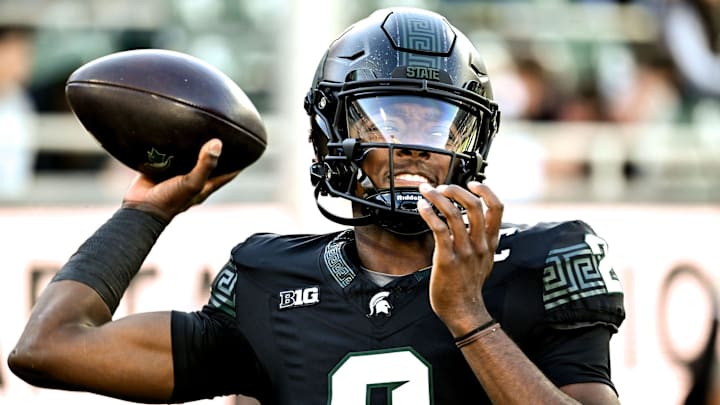 Michigan State's Aidan Chiles throws a pass before the game against Indiana on Saturday, Nov. 2, 2024, at Spartan Stadium in East Lansing.