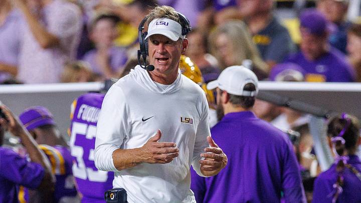 Oct 3, 2026; Baton Rouge, Louisiana, USA; LSU Tigers head coach Lane Kiffin looks on against the McNeese Cowboys during the first half at Tiger Stadium. Mandatory Credit: Stephen Lew-Imagn Images Oct 3, 2026; Baton Rouge, Louisiana, USA; LSU Tigers head coach Lane Kiffin looks on against the McNeese Cowboys during the first half at Tiger Stadium. Mandatory Credit: Stephen Lew-Imagn Images