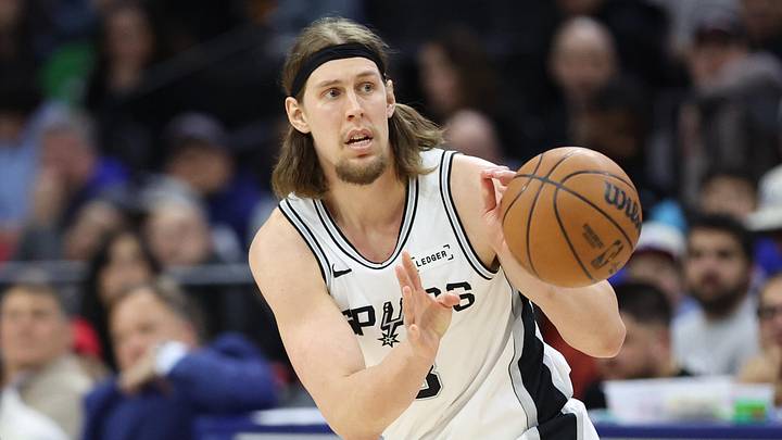 Mar 3, 2026; Philadelphia, Pennsylvania, USA; San Antonio Spurs forward Kelly Olynyk (8) catches a pas against the Philadelphia 76ers during the fourth quarter at Xfinity Mobile Arena. Mar 3, 2026; Philadelphia, Pennsylvania, USA; San Antonio Spurs forward Kelly Olynyk (8) catches a pas against the Philadelphia 76ers during the fourth quarter at Xfinity Mobile Arena.