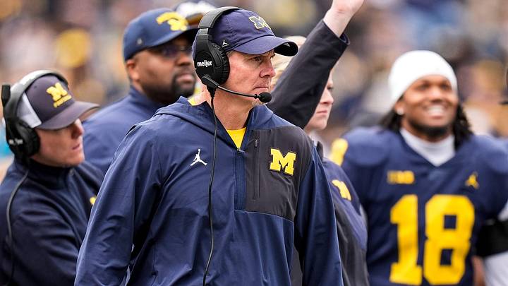 Michigan defensive coordinator Jay Hill watches a play during the spring game at Michigan Stadium in Ann Arbor on Saturday, April 18, 2026.