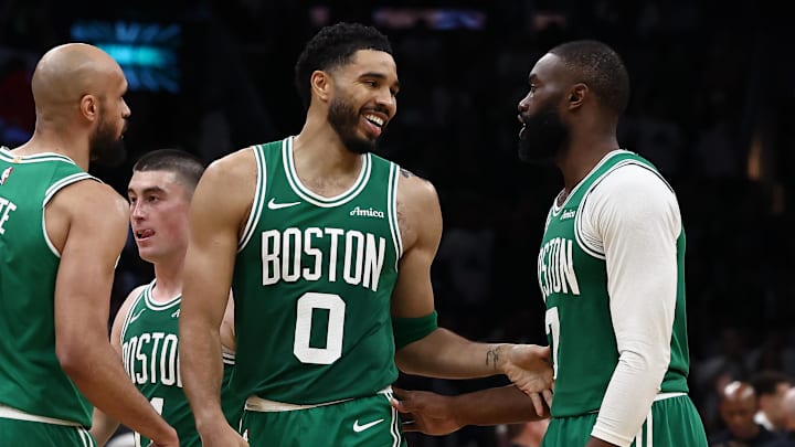 Jayson Tatum is back in action for the Celtics after tearing his Achilles last May. 