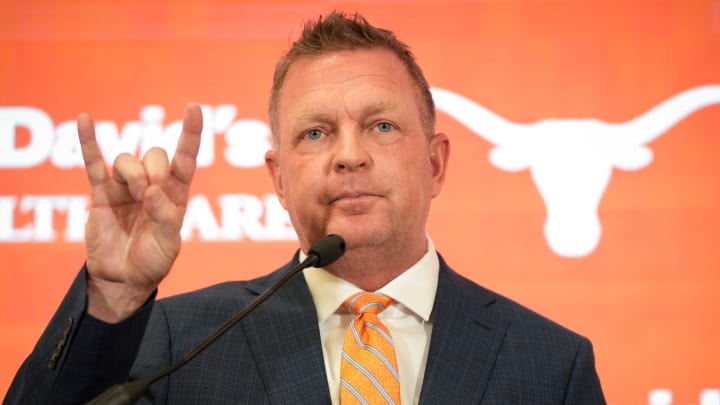 University of Texas baseball coach Jim Schlossnagle speaks at his introductory news conference at the Frank Denius Family University Hall of Fame Wednesday June 26, 2024.
