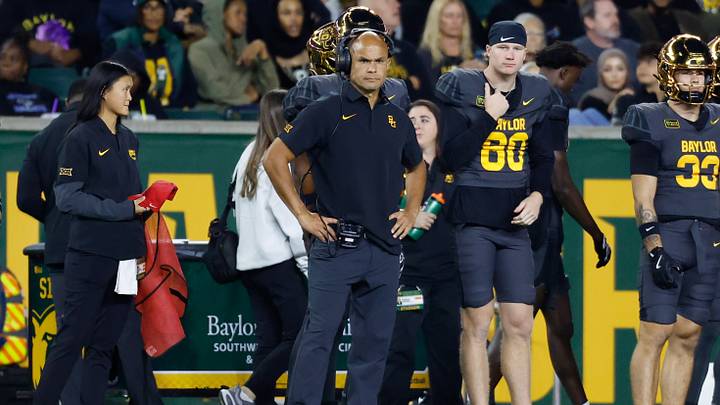 Oct 17, 2026; Waco, Texas, USA; Baylor Bears head coach Dave Aranda reacts on the sideline during the second half against the TCU Horned Frogs at McLane Stadium. Mandatory Credit: Chris Jones-Imagn Images Oct 17, 2026; Waco, Texas, USA; Baylor Bears head coach Dave Aranda reacts on the sideline during the second half against the TCU Horned Frogs at McLane Stadium. Mandatory Credit: Chris Jones-Imagn Images