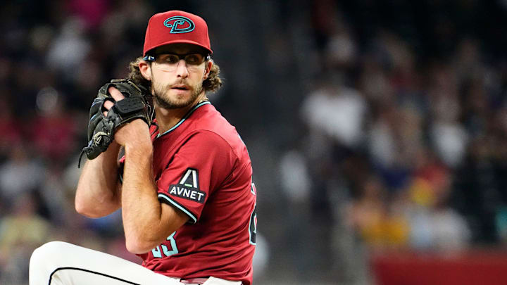 Arizona Diamondbacks starting pitcher Zac Gallen throws to the Pittsburgh Pirates in the second inning at Chase Field in Phoenix, on May 28, 2025.