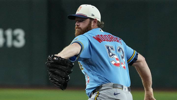 Jul 4, 2026; Phoenix, Arizona, USA; Milwaukee Brewers pitcher Brandon Woodruff (53) throws against the Arizona Diamondbacks in the first inning at Chase Field. Mandatory Credit: Rick Scuteri-Imagn Images Jul 4, 2026; Phoenix, Arizona, USA; Milwaukee Brewers pitcher Brandon Woodruff (53) throws against the Arizona Diamondbacks in the first inning at Chase Field. Mandatory Credit: Rick Scuteri-Imagn Images