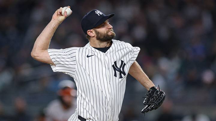May 4, 2026; Bronx, New York, USA;  New York Yankees pitcher Jake Bird (59) delivers a pitch during the sixth inning against the Baltimore Orioles at Yankee Stadium. Mandatory Credit: Vincent Carchietta-Imagn Images