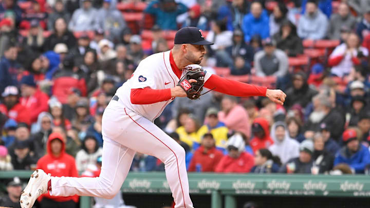 Apr 18, 2024; Boston, Massachusetts, USA; Boston Red Sox pitcher Joe Jacques (78) pitches against the Cleveland Guardians during the fifth inning at Fenway Park. Mandatory Credit: Eric Canha-Imagn Images