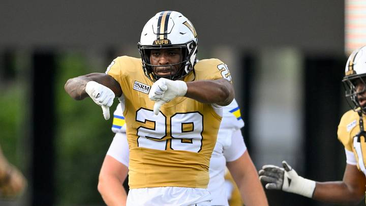 Sep 12, 2026; Nashville, Tennessee, USA; Vanderbilt Commodores edge Miles Capers (29) celebrates sack against the Delaware Blue Hens during the first half at FirstBank Stadium. Mandatory Credit: Steve Roberts-Imagn Images Sep 12, 2026; Nashville, Tennessee, USA; Vanderbilt Commodores edge Miles Capers (29) celebrates sack against the Delaware Blue Hens during the first half at FirstBank Stadium. Mandatory Credit: Steve Roberts-Imagn Images