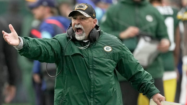 Green Bay Packers special teams coordinator Rich Bisaccia is shown during the second quarter of their game against the Arizona Cardinals Sunday, October 13, 2024 at Lambeau Field in Green Bay, Wisconsin.