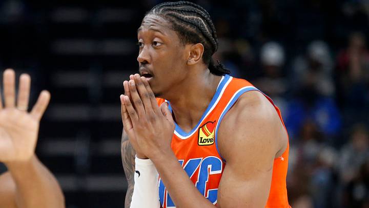 Jan 9, 2026; Memphis, Tennessee, USA; Oklahoma City Thunder guard Jalen Williams (8) reacts during the second quarter against the Memphis Grizzlies at FedExForum. Mandatory Credit: Petre Thomas-Imagn Images Jan 9, 2026; Memphis, Tennessee, USA; Oklahoma City Thunder guard Jalen Williams (8) reacts during the second quarter against the Memphis Grizzlies at FedExForum. Mandatory Credit: Petre Thomas-Imagn Images