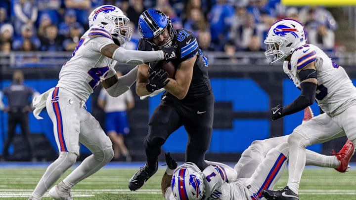 Dec 15, 2024; Detroit, Michigan, USA; Buffalo Bills cornerback Christian Benford (47) and cornerback Taron Johnson (7).