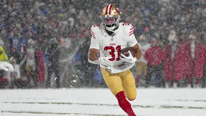Isaac Guerendo had four carries for 19 yards and a touchdown against the Buffalo Bulls. Isaac Guerendo had four carries for 19 yards and a touchdown against the Buffalo Bulls.