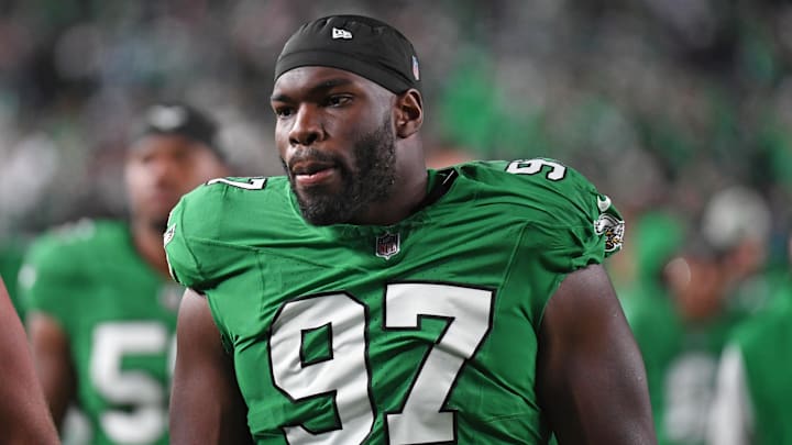 Philadelphia Eagles defensive tackle Moro Ojomo (97) against the Jacksonville Jaguars at Lincoln Financial Field. Philadelphia Eagles defensive tackle Moro Ojomo (97) against the Jacksonville Jaguars at Lincoln Financial Field.