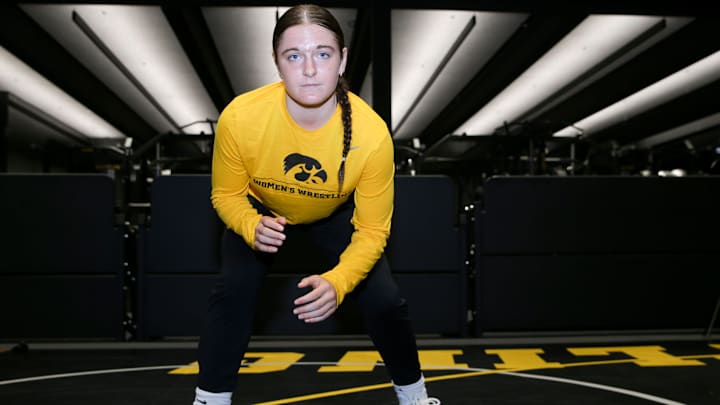 Cadence Diduch is pictured at Iowa women’s wrestling media day Tuesday, Oct. 15, 2024 in Iowa City, Iowa.
