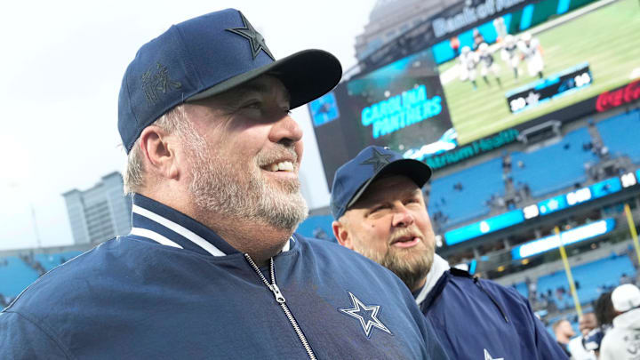 Dec 15, 2024; Charlotte, North Carolina, USA; Dallas Cowboys head coach Mike McCarthy walks off the field after the game at Bank of America Stadium. Mandatory Credit: Bob Donnan-Imagn Images