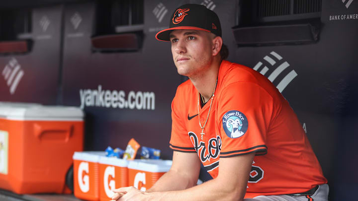 Sep 27, 2025; Bronx, New York, USA; Baltimore Orioles first baseman Coby Mayo (16) at Yankee Stadium. Mandatory Credit: Wendell Cruz-Imagn Images Sep 27, 2025; Bronx, New York, USA; Baltimore Orioles first baseman Coby Mayo (16) at Yankee Stadium. Mandatory Credit: Wendell Cruz-Imagn Images