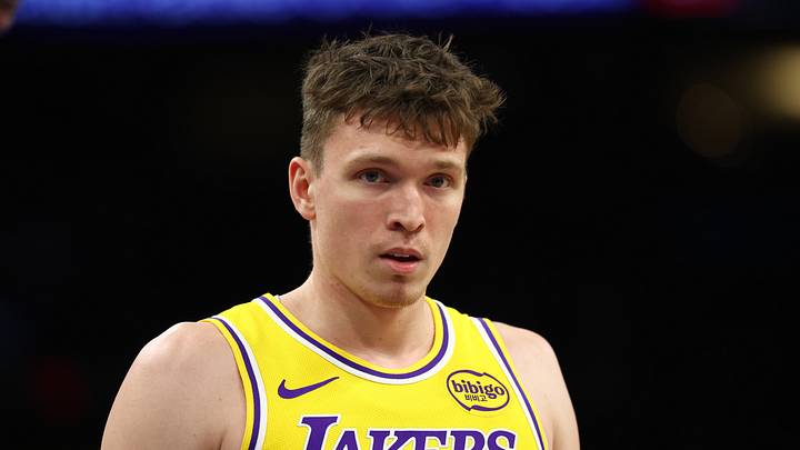 Los Angeles Lakers forward Dalton Knecht (4) against the Phoenix Suns at Mortgage Matchup Center on Dec. 23, 2025.
