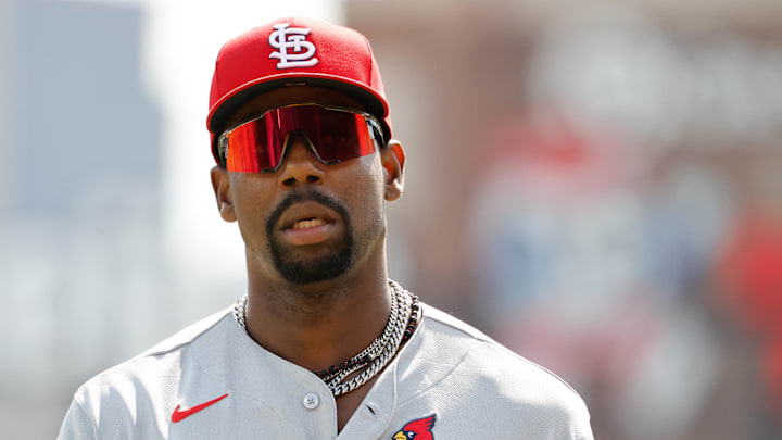 Apr 3, 2026; Detroit, Michigan, USA;  St. Louis Cardinals right fielder Jordan Walker (18) walks off the field before the game against the Detroit Tigers at Comerica Park. Mandatory Credit: Rick Osentoski-Imagn Images