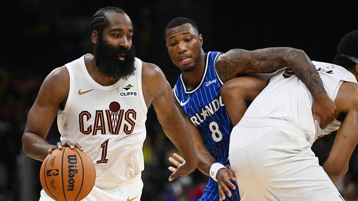 Oct 11, 2026; Cleveland, Ohio, USA; Cleveland Cavaliers guard James Harden (1) drives to the basket against against the Orlando Magic during the second half at Rocket Arena. Mandatory Credit: Ken Blaze-Imagn Images Oct 11, 2026; Cleveland, Ohio, USA; Cleveland Cavaliers guard James Harden (1) drives to the basket against against the Orlando Magic during the second half at Rocket Arena. Mandatory Credit: Ken Blaze-Imagn Images