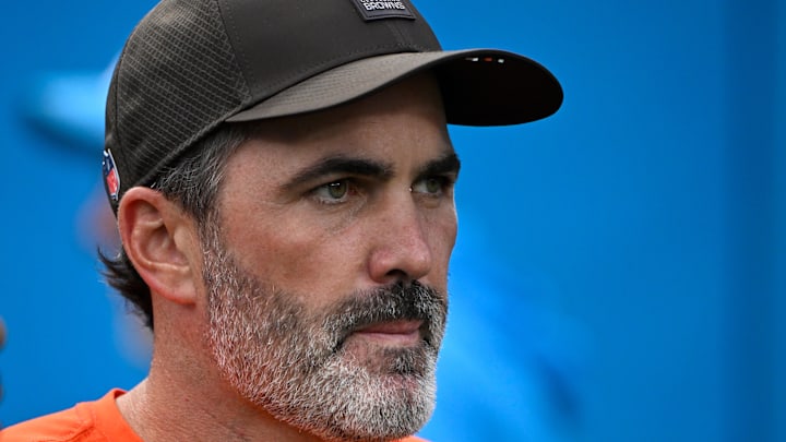 Aug 8, 2025; Charlotte, North Carolina, USA; Cleveland Browns head coach Kevin Stefanski before the game at Bank of America Stadium. 