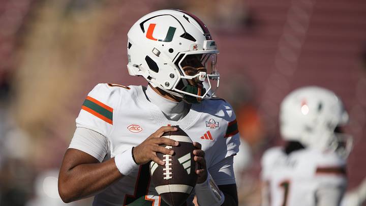 Miami quarterback Darian Mensah warms up before facing Stanford. Mensah lands in the top three of this 2027 NFL Mock Draft. Miami quarterback Darian Mensah warms up before facing Stanford. Mensah lands in the top three of this 2027 NFL Mock Draft.