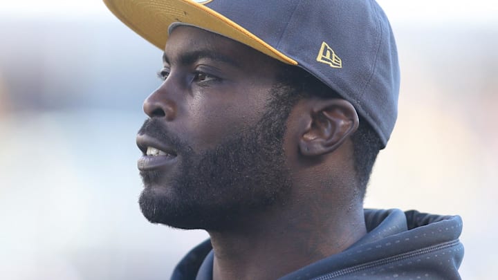 Nov 15, 2015; Pittsburgh, PA, USA; Pittsburgh Steelers quarterback Mike Vick (2) looks on from the sidelines against the Cleveland Browns during the second quarter at Heinz Field. The Steelers won 30-9. Mandatory Credit: Charles LeClaire-Imagn Images