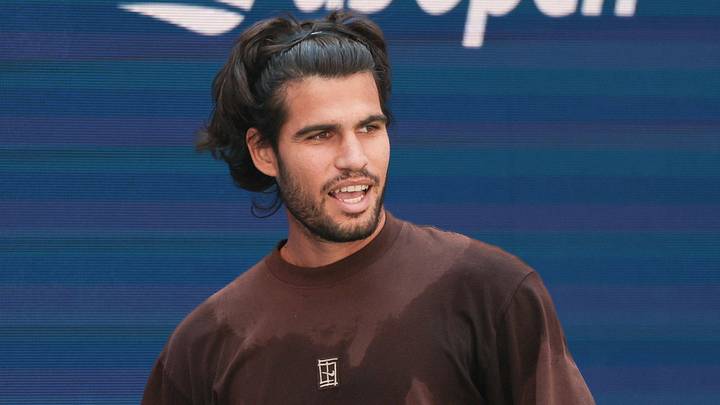 Carlos Alcaraz debuted Travis Scott's upcoming Nike Tennis collaboration.