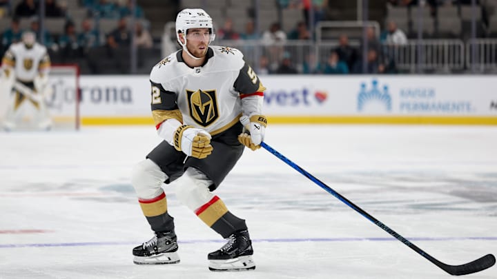 Coghlan during a 2025 preseason game against the San Jose Sharks