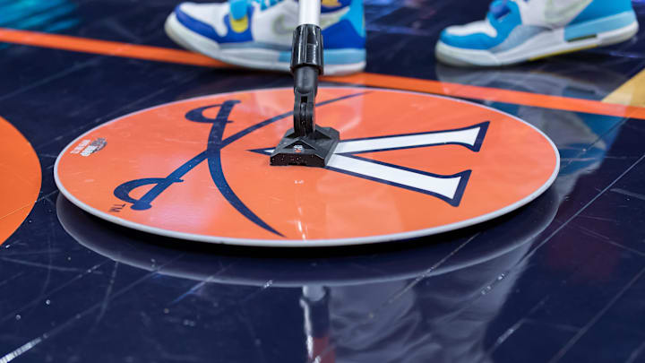A detailed view of the Virginia Cavaliers logo.