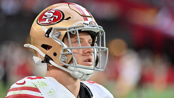 Nov 16, 2025; Glendale, Arizona, USA; San Francisco 49ers running back Christian McCaffrey (23) looks on in the second half against the Arizona Cardinals at State Farm Stadium. Mandatory Credit: Matt Kartozian-Imagn Images Nov 16, 2025; Glendale, Arizona, USA; San Francisco 49ers running back Christian McCaffrey (23) looks on in the second half against the Arizona Cardinals at State Farm Stadium. Mandatory Credit: Matt Kartozian-Imagn Images