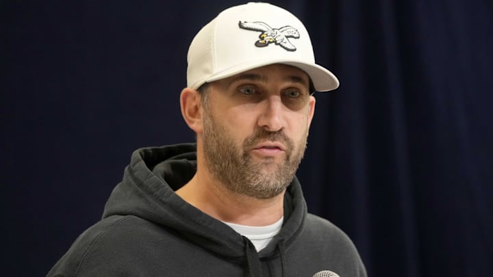 Philadelphia Eagles coach Nick Sirianni speaks during the NFL Scouting Combine at the Indiana Convention Center.