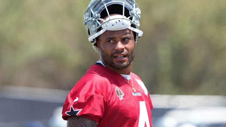 Dallas Cowboys quarterback Dak Prescott at training camp at the River Ridge Fields.