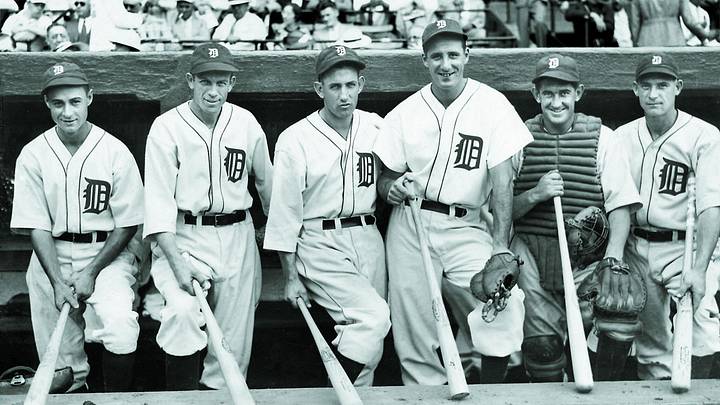 The 1935 Tigers, including, from left, 3B Flea Clifton, C Ray Hayworth, 2B Charlie Gehringer, 1B Hank Greenberg, C Mickey Cochrane, and OF Pete Fox. The 1935 Tigers, including, from left, 3B Flea Clifton, C Ray Hayworth, 2B Charlie Gehringer, 1B Hank Greenberg, C Mickey Cochrane, and OF Pete Fox.