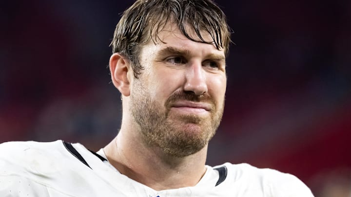 Nov 23, 2025; Glendale, Arizona, USA; Jacksonville Jaguars offensive lineman Walker Little (72) against the Arizona Cardinals at State Farm Stadium. Mandatory Credit: Mark J. Rebilas-Imagn Images