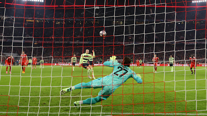 Erling Haaland fires over the crossbar at the Allianz Arena