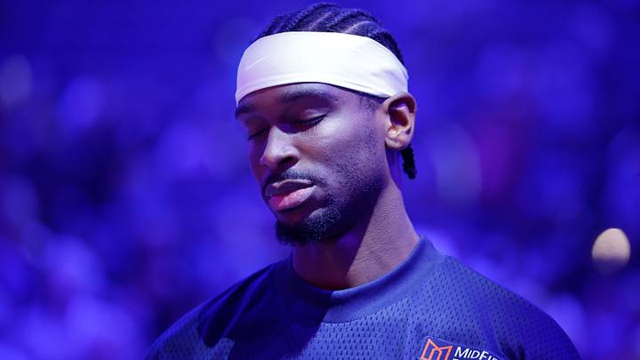 Oct 13, 2026; Oklahoma City, Oklahoma, USA; Oklahoma City Thunder guard Shai Gilgeous-Alexander (2) stands during the National Anthem before a preseason game against the Indiana Pacers at Paycom Center. Mandatory Credit: Alonzo Adams-Imagn Images Oct 13, 2026; Oklahoma City, Oklahoma, USA; Oklahoma City Thunder guard Shai Gilgeous-Alexander (2) stands during the National Anthem before a preseason game against the Indiana Pacers at Paycom Center. Mandatory Credit: Alonzo Adams-Imagn Images