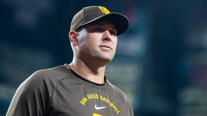 Aug 4, 2026; Phoenix, Arizona, USA; San Diego Padres manager Craig Stammen against the Arizona Diamondbacks at Chase Field. Mandatory Credit: Mark J. Rebilas-Imagn Images