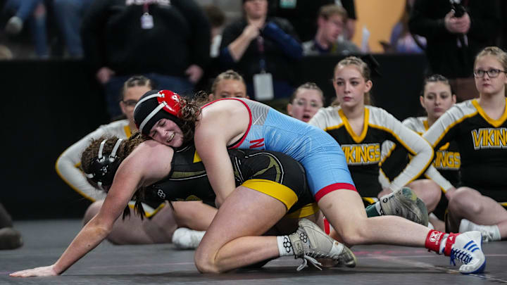 Destiny Krum is one of those in the semifinals for the East Buchanan girls wrestling team this year.