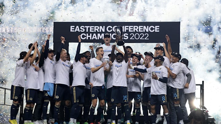 Oct 30, 2022; Philadelphia, Pennsylvania, USA;  The Philadelphia Union players react after defeating